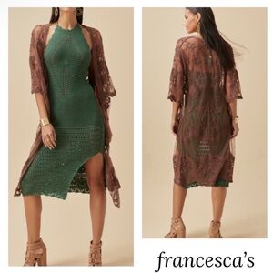 New Francesca's Nina Brown Lace Kimono